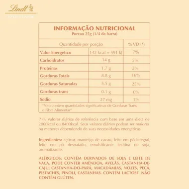 Chocolate Lindt Swiss Classic Branco com 100g