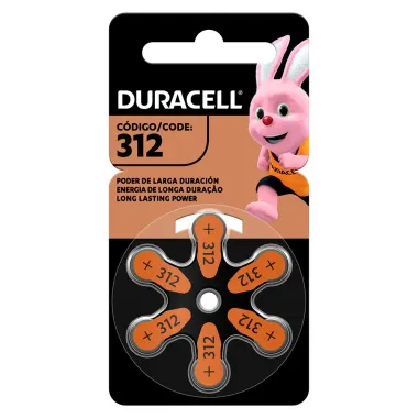 Bateria Duracell Auditiva 312 com 6 unidades