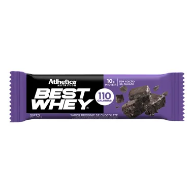 Barra de Proteína Best Whey Atlhetica Nutrition Sabor Brownie de Chocolate com 10g de Proteína Zero Açúcar 50g