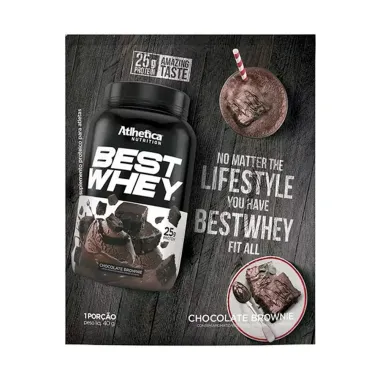 Best Whey Atlhetica Nutrition com 25g de Proteína Sabor Chocolate Brownie Sachê 40g