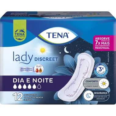 Absorvente para Incontinência Urinária Tena Lady Discreet Dia e Noite 12 Unidades