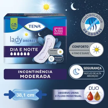 Absorvente para Incontinência Urinária Tena Lady Discreet Dia e Noite 12 Unidades