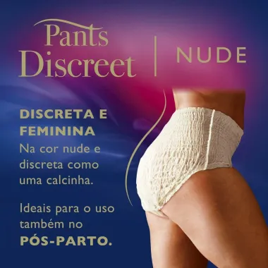 Roupa Íntima Descartável Tena Pants Discreet Nude Tamanho P/M com 16 Unidades