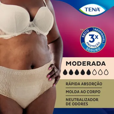 Roupa Íntima Descartável Tena Pants Discreet Nude Tamanho P/M com 16 Unidades