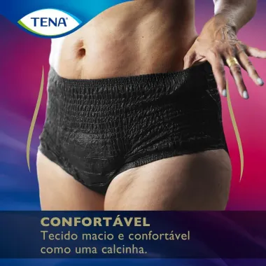 Roupa Íntima Descartável Tena Pants Discreet Black Tamanho P/M com 16 Unidades