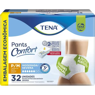 Roupa Íntima Tena Pants Confort P/M 32 unidades Embalagem Econômica