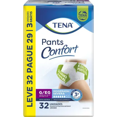 Roupa Íntima Tena Pants Confort G/EG 32 Unidades Embalagem Econômica