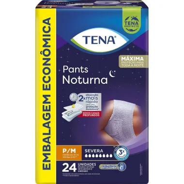 Roupa Íntima Tena Pants Noturna Tamanho P/M 24 Unidades Embalagem Econômica