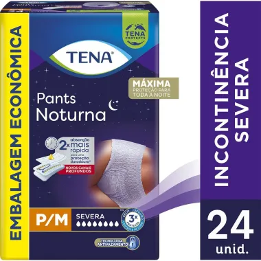 Roupa Íntima Tena Pants Noturna Tamanho P/M 24 Unidades Embalagem Econômica