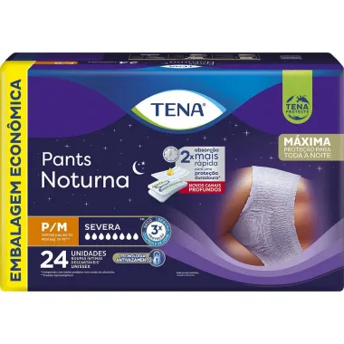 Roupa Íntima Tena Pants Noturna Tamanho P/M 24 Unidades Embalagem Econômica