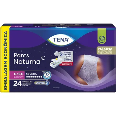 Roupa Íntima Tena Pants Noturna Tamanho G/EG 24 Unidades Embalagem Econômica