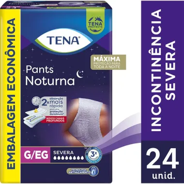 Roupa Íntima Tena Pants Noturna Tamanho G/EG 24 Unidades Embalagem Econômica