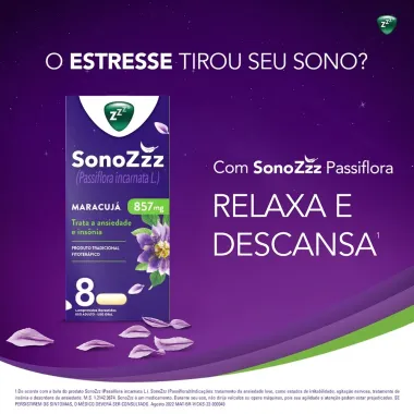 SonoZzz Passiflora Ajuda a Relaxar e Descansar 8 Comprimidos
