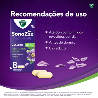 SonoZzz Passiflora Ajuda a Relaxar e Descansar 8 Comprimidos