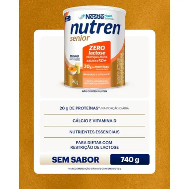 Nutren Senior Complemento Alimentar Sem Sabor Zero Lactose 740g