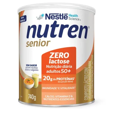 Nutren Senior Complemento Alimentar Sem Sabor Zero Lactose 740g