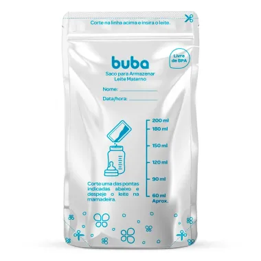 Saco para Armazenar Leite Materno Buba 25 Unidade de 250ml cada Saco