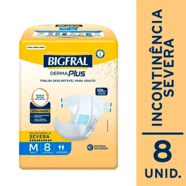 Fralda Geriátrica Bigfral Derma Plus M com 8 Unidades