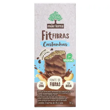 Barra de Fitfibras Mãe Terra Vegana Castanhas 3 Unidades de 18g cada