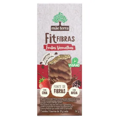 Barra de Fitfibras Mãe Terra Vegana Frutas Vermelhas 3 Unidades de 18g cada