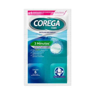 Corega Tabs Limpador de Dentadura 3 Minutos com 6 Pastilhas Efervescentes