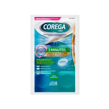 Corega Tabs Limpador de Dentadura 3 Minutos com 6 Pastilhas Efervescentes