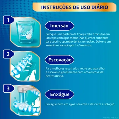 Corega Tabs Limpador de Dentadura 3 Minutos com 6 Pastilhas Efervescentes