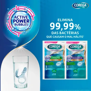 Corega Tabs Limpador de Dentadura 3 Minutos com 6 Pastilhas Efervescentes