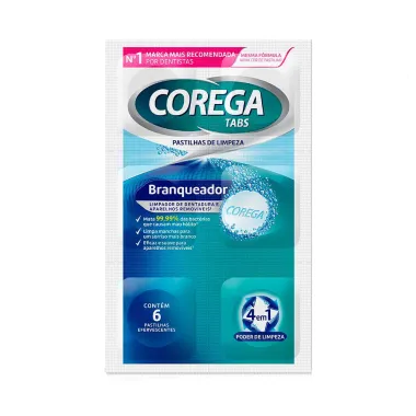 Corega Tabs Limpador de Dentadura Branqueador com 6 Pastilhas Efervescentes