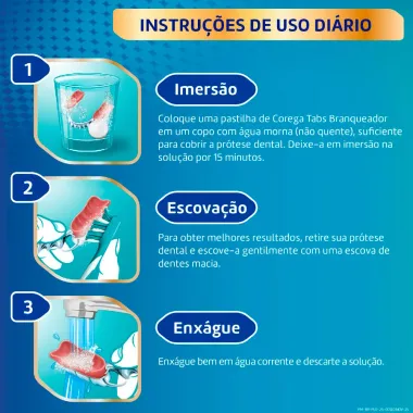 Corega Tabs Limpador de Dentadura Branqueador com 6 Pastilhas Efervescentes
