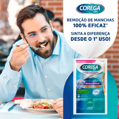 Corega Tabs Limpador de Dentadura Branqueador com 6 Pastilhas Efervescentes