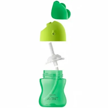 Copo com Canudo Avent Dinossauro Verde 300ml