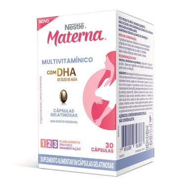 Materna Multivitamínico DHA Nestlé Suplemento Alimentar com 30 Cápsulas