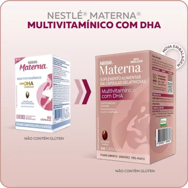 Materna Multivitamínico DHA Suplemento Adulto com 60 Cápsulas