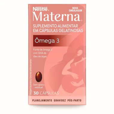 Materna Nestlé Ômega 3 DHA de Óleo de Alga Suplemento Adulto 30 Cápsulas