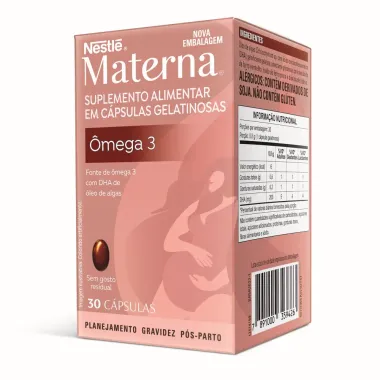 Materna Nestlé Ômega 3 DHA de Óleo de Alga Suplemento Adulto 30 Cápsulas