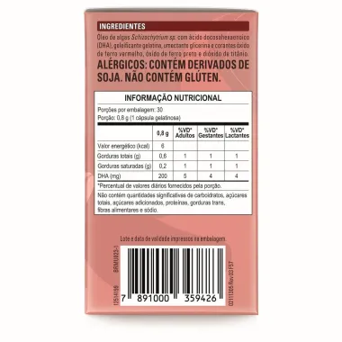 Materna Nestlé Ômega 3 DHA de Óleo de Alga Suplemento Adulto 30 Cápsulas