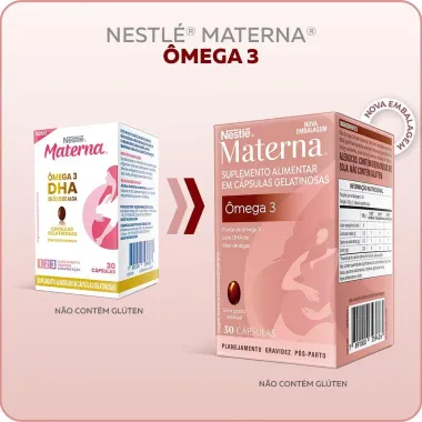 Materna Nestl&eacute; &Ocirc;mega 3 DHA de &Oacute;leo de Alga Suplemento Adulto 30 C&aacute;psulas