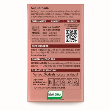 Materna Nestl&eacute; &Ocirc;mega 3 DHA de &Oacute;leo de Alga Suplemento Adulto 30 C&aacute;psulas