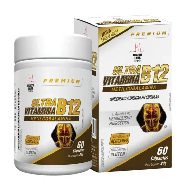 Ultra Vitamina B12 Health Labs com 60 C&aacute;psulas