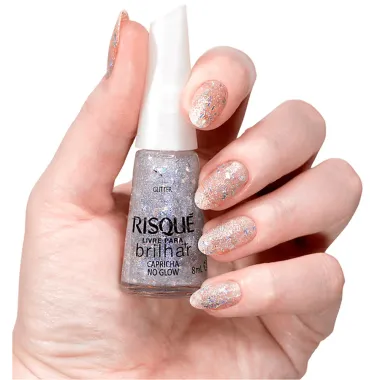 Esmalte Risqué Livre Para Brilhar Glitter Cor Capricha No Glow 8ml