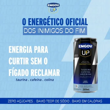 Energético Engov UP Taurina Cafeína e Arginina Sabor Original Zero Açúcares 269ml