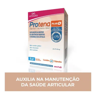 Protena Plus D Col&aacute;geno Tipo II + &Aacute;cido Hialur&ocirc;nico +  Vitamina D 60 c&aacute;psulas