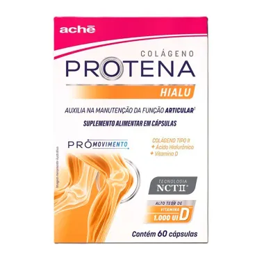 Protena Plus D Col&aacute;geno Tipo II + &Aacute;cido Hialur&ocirc;nico +  Vitamina D 60 c&aacute;psulas