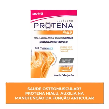 Protena Plus D Col&aacute;geno Tipo II + &Aacute;cido Hialur&ocirc;nico +  Vitamina D 60 c&aacute;psulas