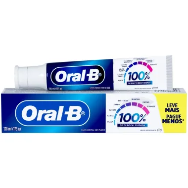 Creme Dental Oral-B 100% Menta Refrescante Leve Mais Pague Menos 175g