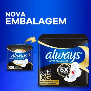 Absorvente Always Noturno Suave Extra Grande com Abas 8 Unidades