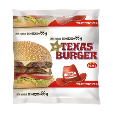 Hamburguer Seara Bovino Texas Burger Tradicional 56g