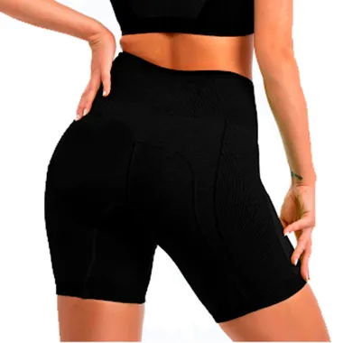 Bermuda Fitness Bressan Feminina Sem Costura Preto Tamanho GG