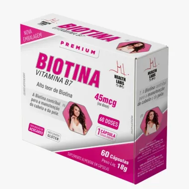 Biotina Health Labs Vitamina B7 com 60 Cápsulas